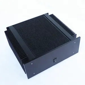 BRZHIFI BZ4015 klasik tasarım siyah ses Hifi amplifikatör muhafaza için DIY alüminyum güç kasa kasa çift radyatör ile
