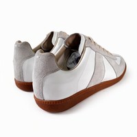 Chaussures de sport décontractées unisexes en cuir blanc, semelle plate Oxford antidérapante, style allemand