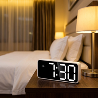 Jam Alarm Cermin LED Baru 118mm Layar Digital Fungsi Snooze Kamar Tidur Kantor Meja USB Isi Ulang Jam Meja