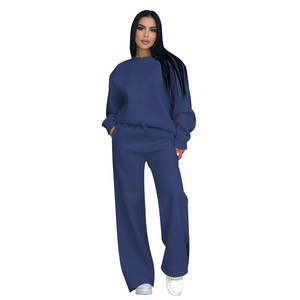 2025 autunno Trendy abbigliamento donna oversize in pile Set felpa pantaloni a zampa tuta tuta per allenamento Jogging abbigliamento sportivo - Product Image 4