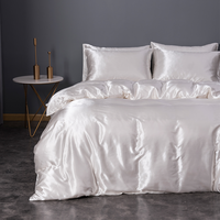 Ensemble de literie en soie 100% super luxueux en couleurs unies, drap et housse de couette
