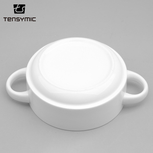 Prix d'usine pas cher hôtel soupe petite marmite en <span class=keywords><strong>porcelaine</strong></span> salade de fruits blancs <span class=keywords><strong>bol</strong></span> en céramique avec poignées - Product Image 5