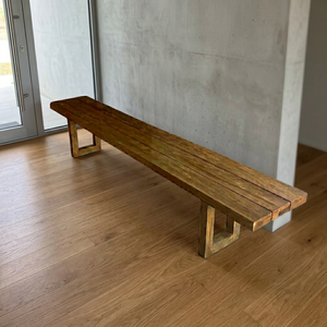 Banco de Parque de Teca Sólida, Diseño Moderno y Minimalista, Acabado Natural, Asientos para Exteriores, 2 Plazas, para Jardín, Terraza - Product Image 4