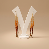Anting-anting rumbai warna-warni musim gugur, anting-anting manik-manik biji, anting-anting buatan tangan, set anting-anting manik-manik untuk wanita, anting-anting bunga manik-manik beras