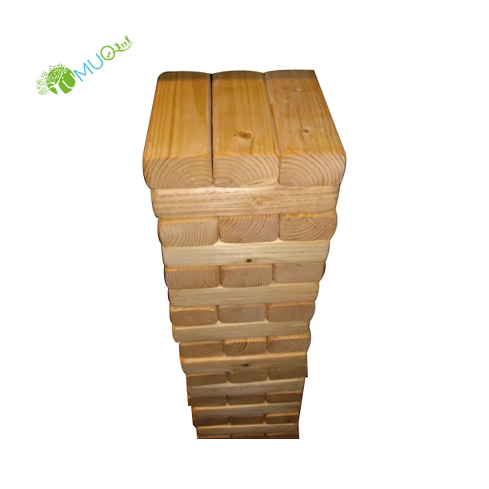 YumuQ 54 PCS 7.5 X 7.5 X 27" Giant Wood Tumbling Tower Game Toppling Timber Stacking Building Blocks Toy For Outdoor