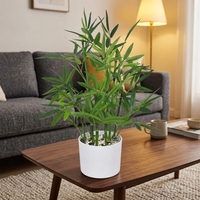 Plante artificielle en bambou durable de 18 pouces de haut (pot noir) 365 Decor, pour intérieur/extérieur, maison, bureau, comptoir de cuisine