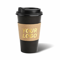 Gobelets à café jetables de 3/8/12/16 oz avec couvercles et manchons, logo personnalisé en feuille d'or, sans BPA, anti-fuite, pour boissons chaudes et froides