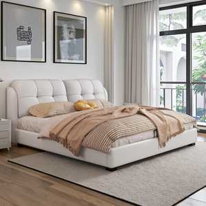 Tempat tidur ganda kulit minimalis, atmosfer kelas atas dengan teknologi tas lembut untuk kamar tidur utama - Product Image 5