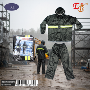 XL Industrial <b>Raincoat</b> Set 24PC/Cs PVC Polyester Reusable Windproof and Breathable Rainproof with Custom Logo Decoration - Product Image 3