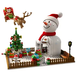 儿童新年礼物圣诞雪人积木与轻建筑砖圣诞节