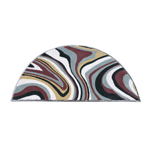 Modern Abstract Half Circle Rug Polyester Tufted Non-Slip Rubber Backing Bathroom <b>Floor</b> Mat Low Pile Design - Product Image 2