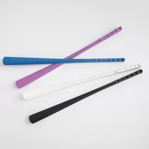 ABS Plastic Material Customized logo Long Handle Blue Color Shoe Horn