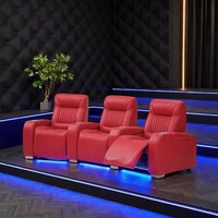 Sièges de cinéma professionnels 4, 3 et 2 places, canapé motorisé avec station de charge, porte-gobelets intégrés et éclairage d'ambiance LED