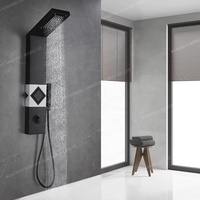 Système de robinet de douche thermostatique numérique à LED, noyau de valve en céramique chromé dissimulé, jet de massage doux pour hôtels