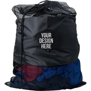 Bolsa de malla de nailon con logotipo personalizado al por mayor, bolsa de malla de embalaje de poliéster con cordón, promoción, regalo barato, bolsas de malla para lavandería - Product Image 3