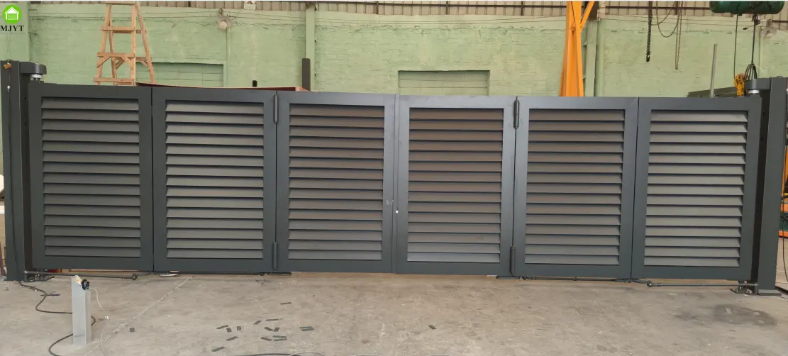 Puertas de aluminio de privacidad, persianas eléctricas automáticas, puerta de entrada biplegable