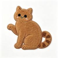 Patch thermocollant en chenille motif chat, personnalisé OEM, applique brodée animale pour vêtements, sacs, sweats à capuche et réparation de vêtements