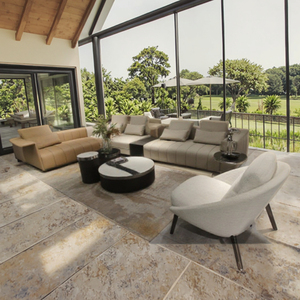 Juego de sofá modular Seccional de villa italiana de lujo moderno cuero genuino en forma de L Combinación libre colores personalizables sala de estar - Product Image 1