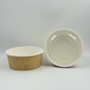 Tazones Desechables con Recubrimiento de PE y Tapa, Tazones de Papel para Preparación de Comidas y Ensaladas, Recipientes para Alimentos con Tapas - Product Image 6