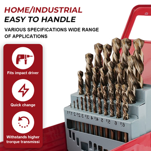 Juego de 25 Brocas Helicoidales de 1 mm a 13 mm, Brocas HSS en Caja de <span class=keywords><strong>Hierro</strong></span> para Perforar Acero Inoxidable, Metal y Madera - Product Image 1