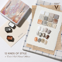 Palette de couleurs de gel personnalisée Vinimay, textures 3D, blanc uni, 12 couleurs, peinture à ongles sans essuyage, paillettes, peinture gel platine