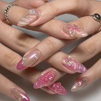 Faux ongles à presser en ABS, longs, couvrants, adhésifs, 24 pièces, haute qualité, souples, pré-dessinés, style français, colorés