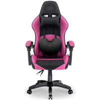 Chaise de Gaming Polonaise Pivotante avec LED Cœur, Éclairage RGB, Fonctionnelle, pour PC Gamer, Chambre Gamer, avec Massage