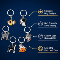 Porte-clés personnalisé en alliage de zinc émaillé pour chiens, vente en gros, Beagle, Border Collie, Greyhound, Dalmatien, porte-clés pour animaux de compagnie, directement de l'usine