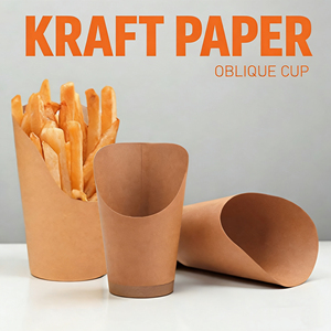 Vaso de Papel Kraft Biodegradable Personalizable para Papas Fritas, Vaso Multifuncional para Aperitivos de Comida Rápida - Product Image 1