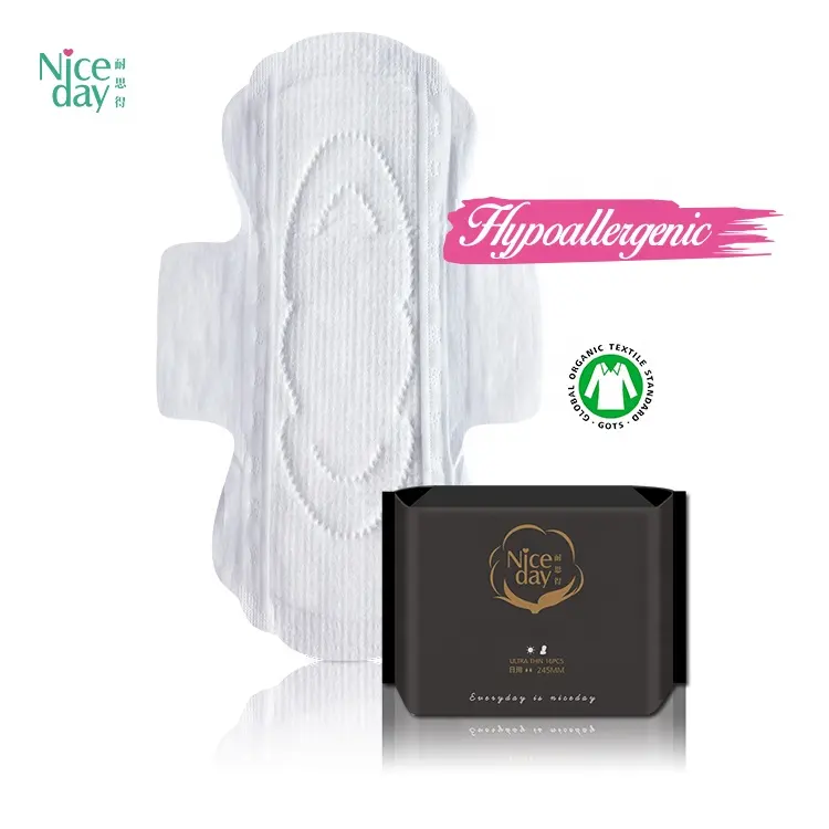 Private Label Eco-Friendly Women Organic Cotton Sanitary Napkin Lady Menstrual Pad