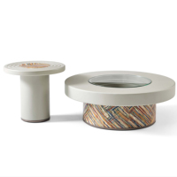 Hochwertige Luxus-Wohnzimmermöbel Niedriger Mitteltisch Glas-Couchtisch Runder Couchtisch