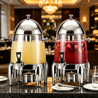 Chauffe-boissons commercial FLEY en acier inoxydable avec support à combustible et robinet de service pour restaurants, hôtels, buffets et traiteurs d'événements