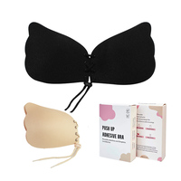 INVISFEEL Cache-tétons Ultra-Fins en Nylon/Coton Imprimé, Doux pour la Peau, Adhésifs, Soutien-Gorge Sans Bretelles avec Cordon