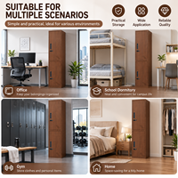 Armoire de rangement verrouillable en acier avec impression imitation bois, pour salle de sport et salle de bain, armoire de dortoir pour employés, pour bureau