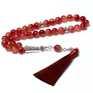 <span class=keywords><strong>Rosario</strong></span> Musulmano di Alta Qualità <span class=keywords><strong>in</strong></span> Pietra Rossa Naturale, Masbaha Islamica, Tespih, Subha, Tasbih per Preghiera - Product Image 1
