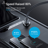Chargeur de voiture 36W PD USB C, bloc de charge rapide, double port USB a & C Plug Cargador Carro Lighter Adapter pour téléphone