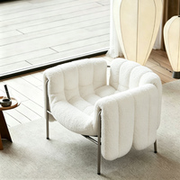 Fauteuil simple Tenghang moderne et minimaliste en velours avec structure en acier inoxydable, style de designer de luxe léger pour salon et loisirs