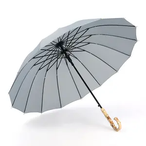 Japanese 16-Bone Bamboo Wind-Resistant Umbrella 8K Ribs Sunny and Rain Plain Art Design for Adults Customizable Logo Print