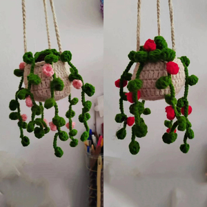 Flores Tejidas a Crochet Hechas a Mano, Accesorios Colgantes para Coche, Kit de Amigurumi, Cesta Floral, Maceta, Adornos Colgantes - Product Image 5