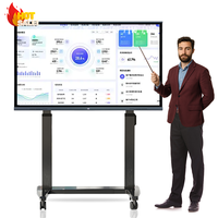Tableau interactif intelligent 4K LCD de 75 pouces avec écran tactile, système Android 15 / Windows, pour l'école, l'étude, les enseignants, les conférences et les réunions en intérieur