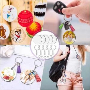Circle Rectangle Acrylic <b>Blank</b> Sublimation Keychain <b>Blank</b> Key <b>Ring</b> Sublimation Acrylic Key Chains <b>Blanks</b> Tassels Set DIY Printed - Product Image 5