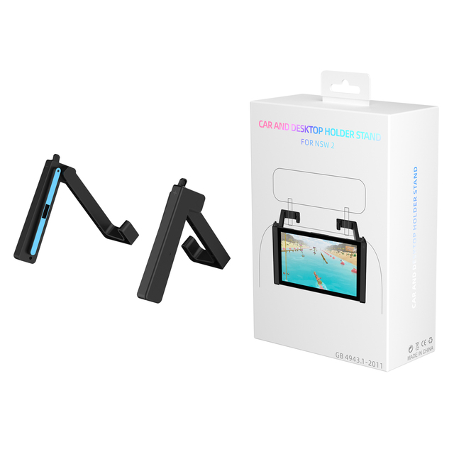 Car Mount & Table Stand 4 Position Adjustable Quick Install Stable Gaming Holder Easy Setup for Switch 2 Console Accessories