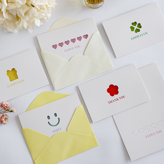 Multi Style Hollow Cut Design Folded Blessing Cards Multi Pattern Blank Writing Cards for Gratitude Messages