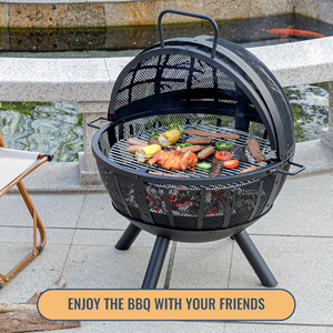 Brasero à bois, barbecue <span class=keywords><strong>extérieur</strong></span>, écran anti-<span class=keywords><strong>étincelles</strong></span>, bac à cendres amovible, <span class=keywords><strong>foyer</strong></span> <span class=keywords><strong>extérieur</strong></span>, cheminée <span class=keywords><strong>pour</strong></span> feu de joie dans le jardin, la cour - Product Image 2
