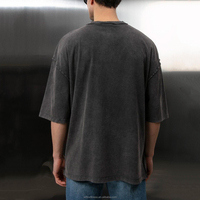 Vente en gros T-shirt unisexe à manches courtes surdimensionné en coton gaufré Décontracté Style Vintage Logo personnalisé Impression Goutte d'épaule Crew Hommes