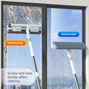 Limpiacristales <span class=keywords><strong>de</strong></span> 52.9 Pulgadas con <span class=keywords><strong>Limpiador</strong></span> y Estropajo, Uso en Seco y Húmedo, para Ventanas, Espejos <span class=keywords><strong>de</strong></span> <span class=keywords><strong>Baño</strong></span>, Armarios Altos, Automóviles - Product Image 2
