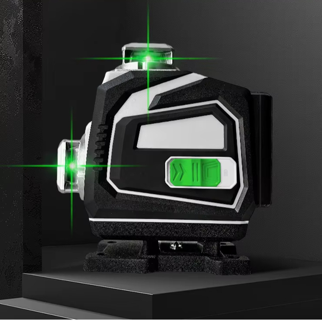 CE Certification 4D Green 16 Line Laser Level Precise Adjustment Brightness With 360 Rotating Base and Aluminum Window