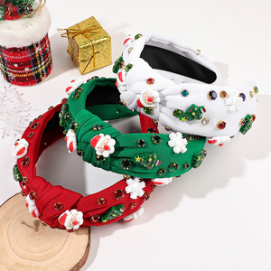 Xmas Nieuwjaar Rood Groen Kleur Vrouwen Haaraccessoires Mode Sneeuwvlok Santa Claus Cartoon Diamant Parel Kerst Hoofdband - Product Image 6