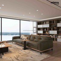 Ensemble de canapés en cuir en forme de L convertible moderne NORYA avec design sectionnel rembourré en éponge pour appartement, hôtel, salon