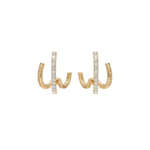 Orecchini John Rabone in Oro con Diamanti, Oro Massiccio 18K, Minimalisti per Uso Quotidiano, Diamanti Naturali Taglio Baguette Colore G per Donna - Product Image 1